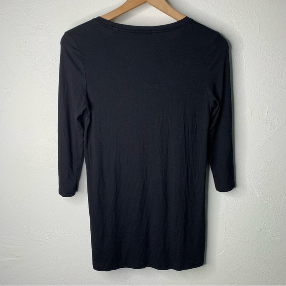 ATM Large Black Mirco Modal Ballet Neck Rib 3/4 Sleeve Tee - Picture 4 of 7
